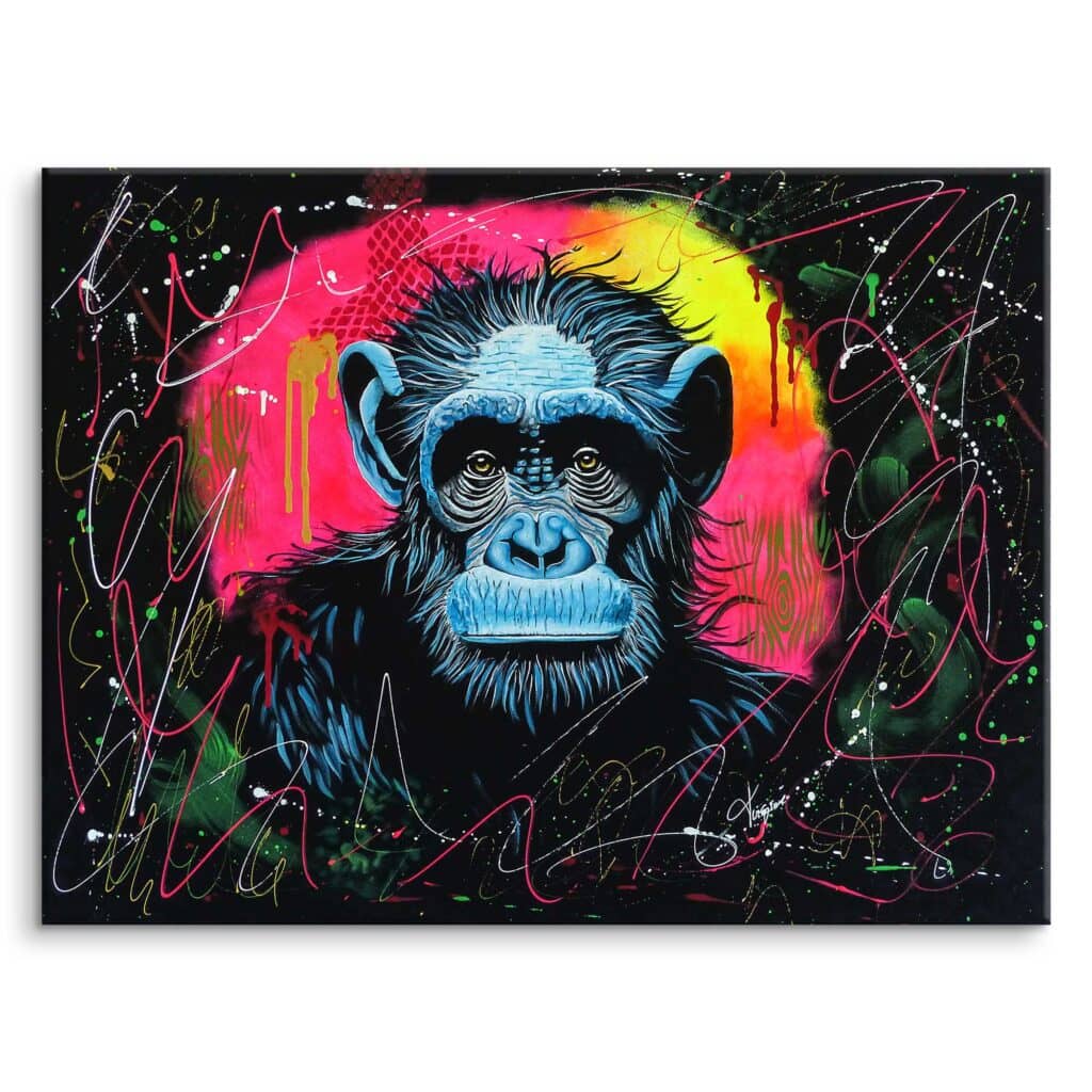 La toile « Singe en Liberté » montée sur châssis, vue de face