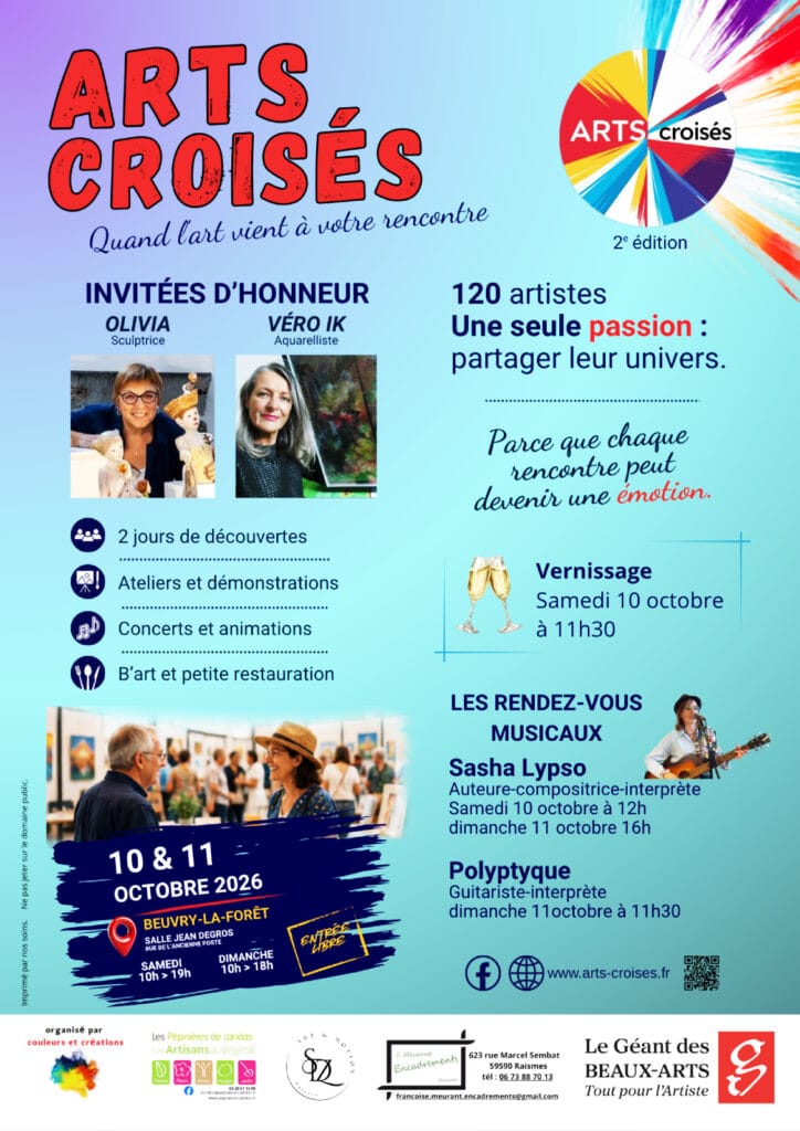 Affiche exposition Arts croisés le 10 et 11 octobre 2026 à Beuvry la Forêt