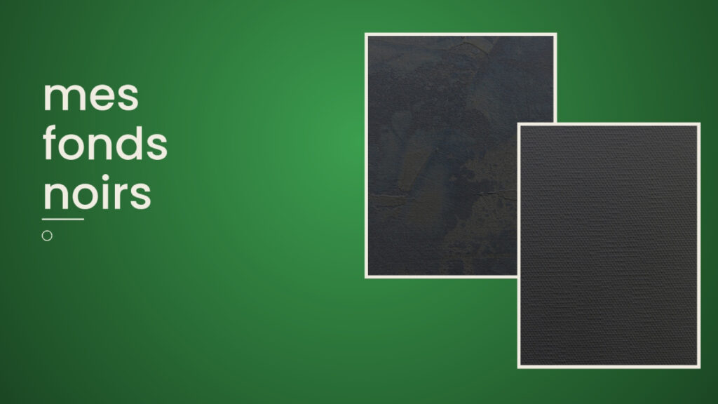 Image de mise en avant de l'article pourquoi des fonds noirs, on distingue une photo de fond noir structuré sur un fond vert suivie d'une photo de fond noir lisse.